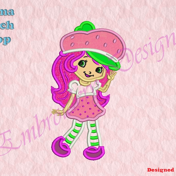 Strawberry Girl Applique Embroidery Designs, Creative Girl Applique Machine Embroidery, Applique Embroidery Design, Strawberry Design