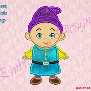 Gnome purple Applique Embroidery Designs,  Princess, Machine Embroidery Designs, 8 formats in 4 sizes