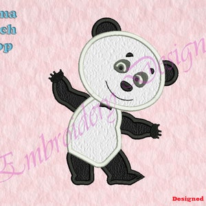Panda Applique Embroidery Designs, Embroidery Designs, Digital download file, 8 formats in 3 sizes