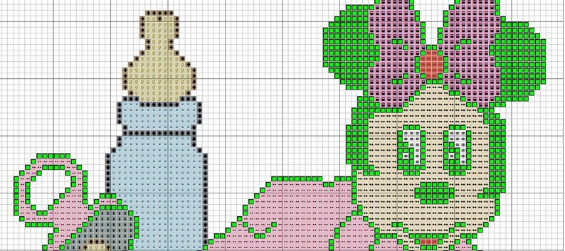 Xstitch Cross Stitch Pattern Digital Format 064 Pattern Birth Announcement Minnie Mouse Stitch Cross Pattern Baby Birth Pattern Craft Supplies Tools Drawing Drafting