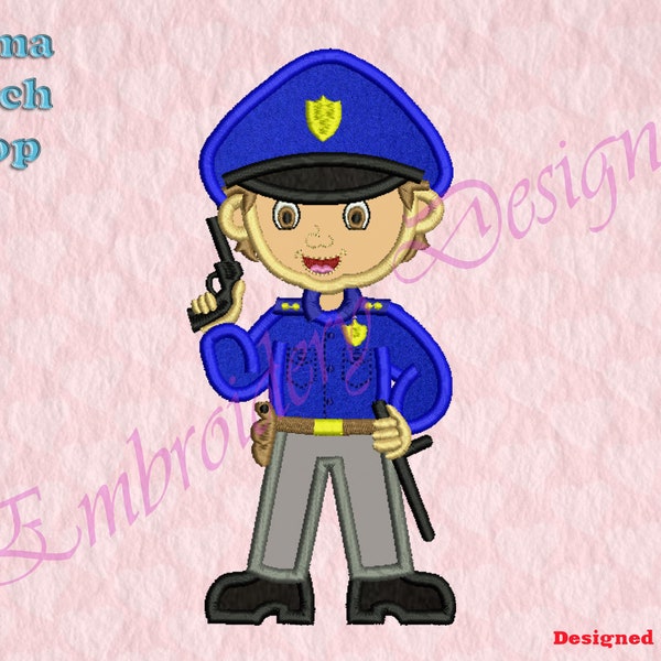 Policeman Applique Embroidery Designs, Policeman Machine Embroidery Designs, Applique Princess Design, Design For Baby, Creative Applique