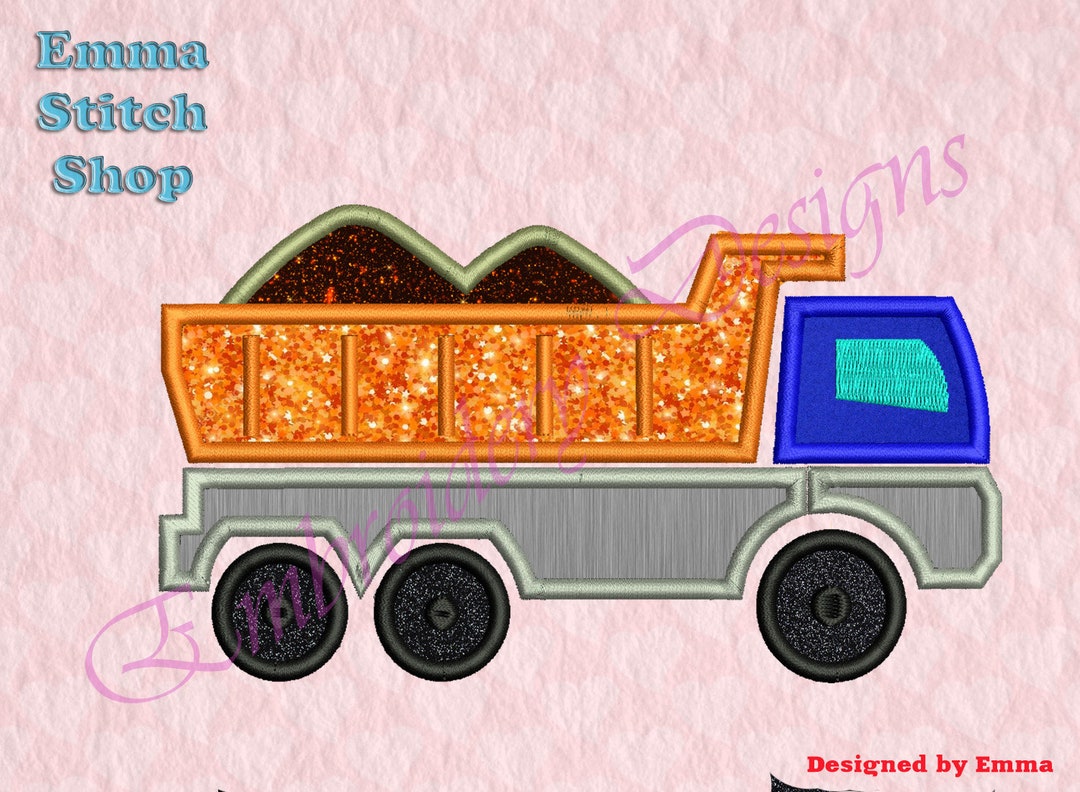 Dump Truck Applique Embroidery Designs, Truck Machine Embroidery