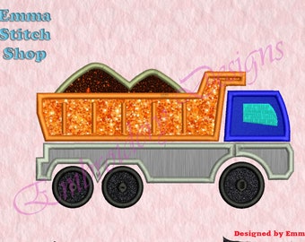 Dump truck Applique bordados diseños, truck Machine bordado diseños, diseño de bordado de máquina, bordado de aplique creativo