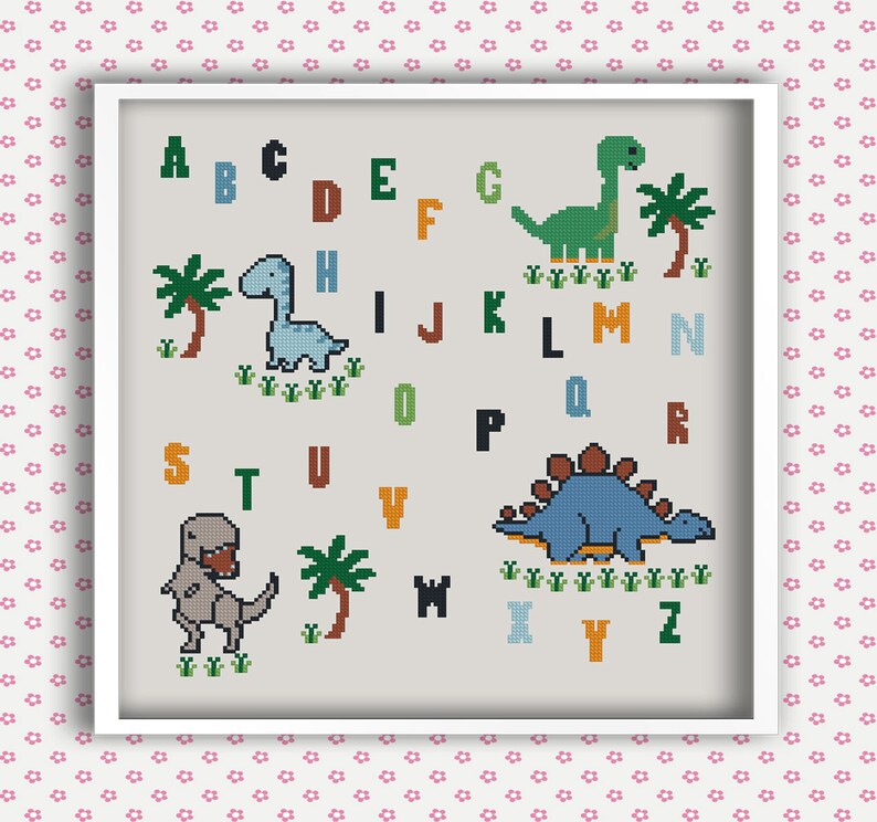 Dino Alphabet Cross Stitch Pattern Xstitch Dino Park Etsy