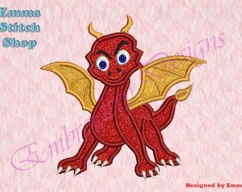 Dragon Applique Embroidery Designs, Dragon Embroidery Designs, Red Dragon Applique Machine Embroidery Design, Dragon Applique Design