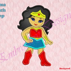 Baby Woman Applique Embroidery Designs, Woman Superhero Embroidery Designs, Superhero Applique Embroidery Design, Machine Embroidery