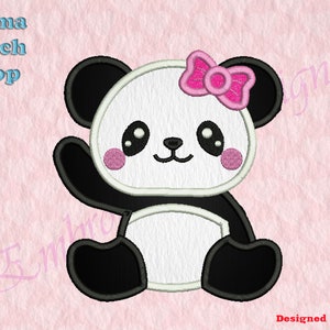 Panda Applique Embroidery Designs, Small Panda Machine Embroidery Designs, Applique Panda Design, Design For Baby, Creative Applique