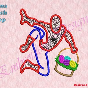 Web-man Easter Applique Embroidery Designs, Easter Superhero Embroidery Designs image 2