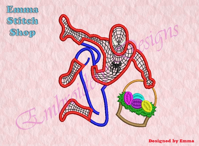 Web-man Easter Applique Embroidery Designs, Easter Superhero Embroidery Designs image 2