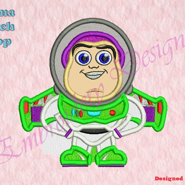 Toy Astronaut Applique Embroidery Designs, Toy Embroidery Designs, Digital download file, 8 formats in 3 sizes