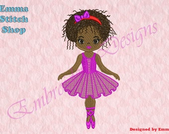 Ballerine Girl Fill Embroidery Designs, Beautiful girl Embroidery Designs, Digital download file, 8 formats en 4 tailles