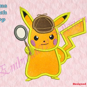 Yellow animal Applique Embroidery Designs, Cartoon animal Embroidery Designs, Digital download file, 8 formats in 3 sizes