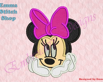 Mouse Head Applique Embroidery Designs,  Mouse face Embroidery Designs, Digital download file, 8 formats in 3 sizes