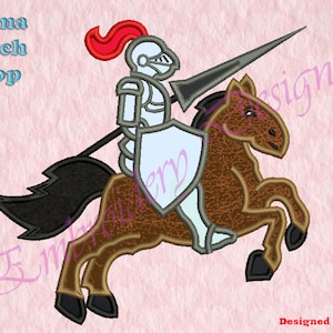 Knight Machine Applique Embroidery Designs, Knight with Horse Embroidery Designs, Digital instant download file, 8 formats in 3 sizes