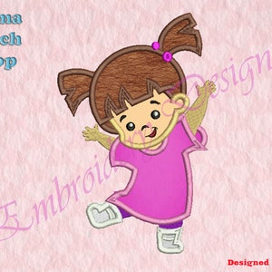 Little Girl Applikation Stickdatei, Coole Mädchen Stickdatei, Digital Download Datei, 8 Formate in 3 Größen