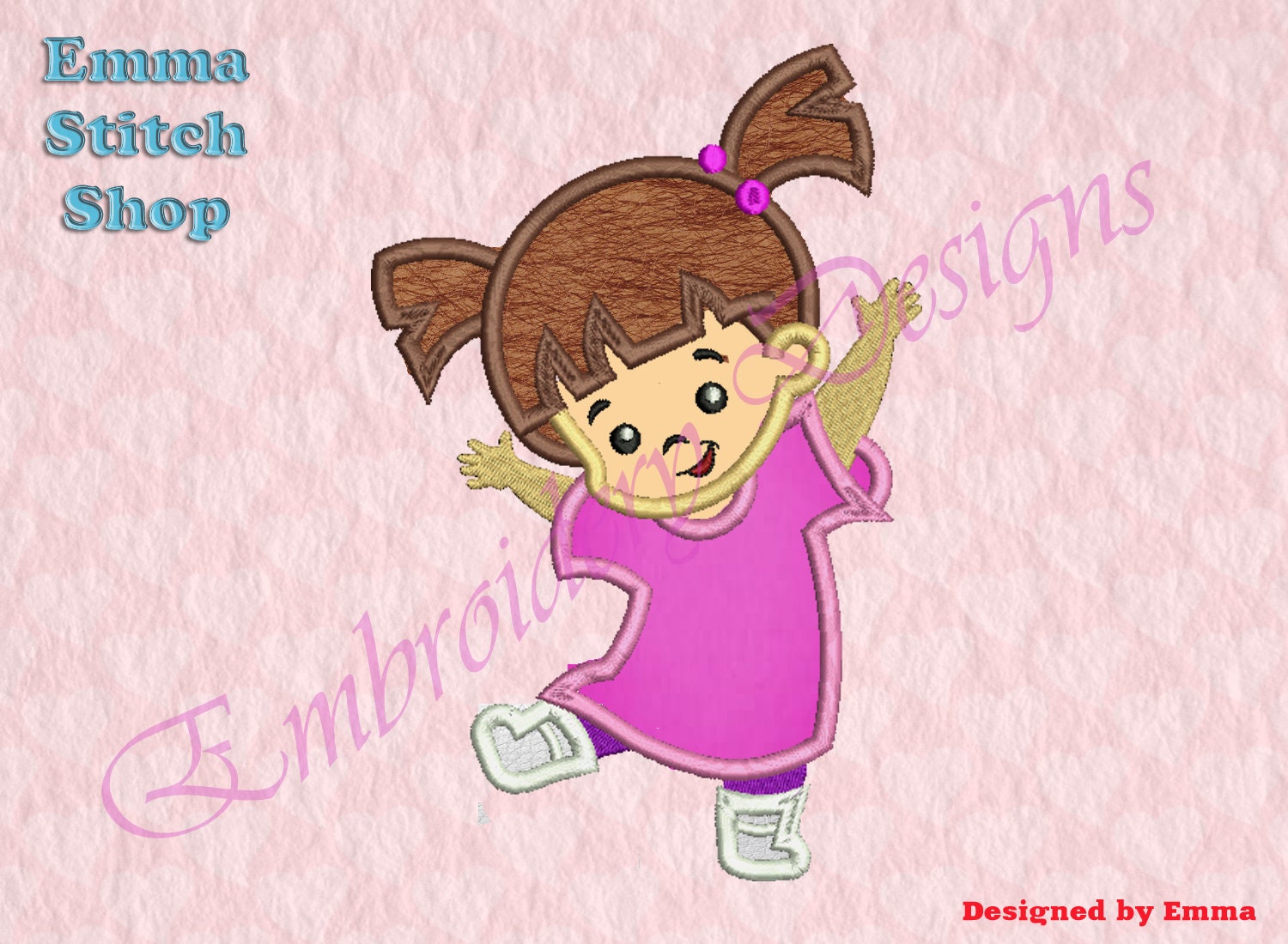 Little Girl Applique Embroidery Designs Cool Girl Embroidery Etsy