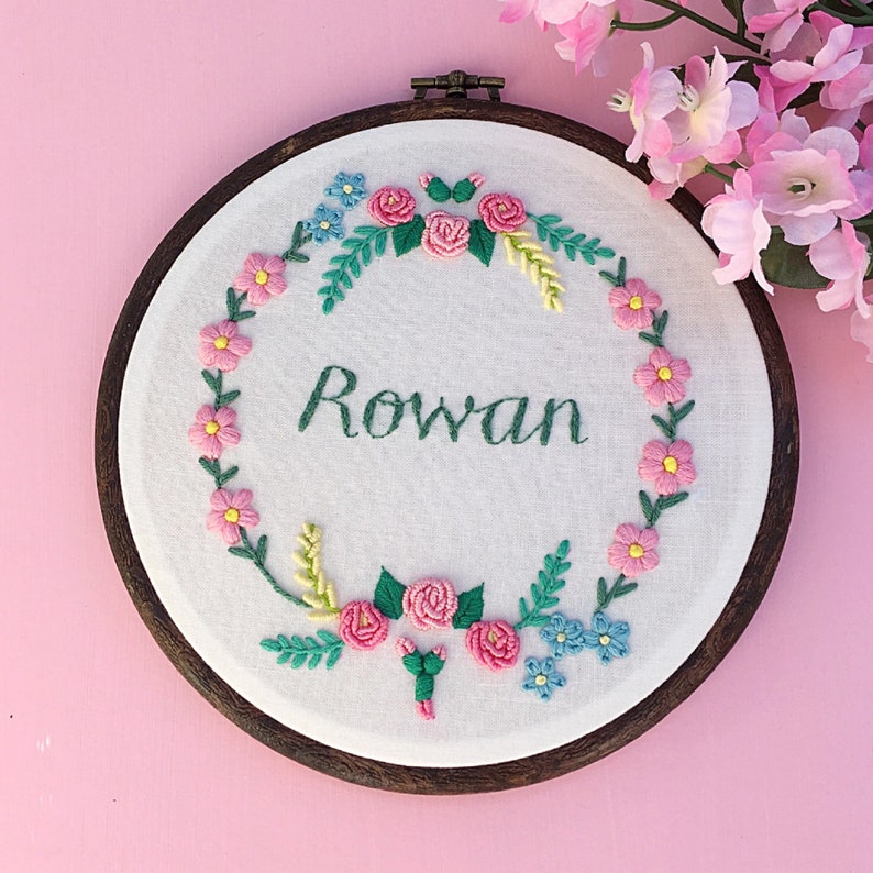 Custom Baby Girl Embroidery Name Hoop Embroidery Birth Etsy
