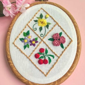 Handborduurwerk bloemen 6&quot; hoepel