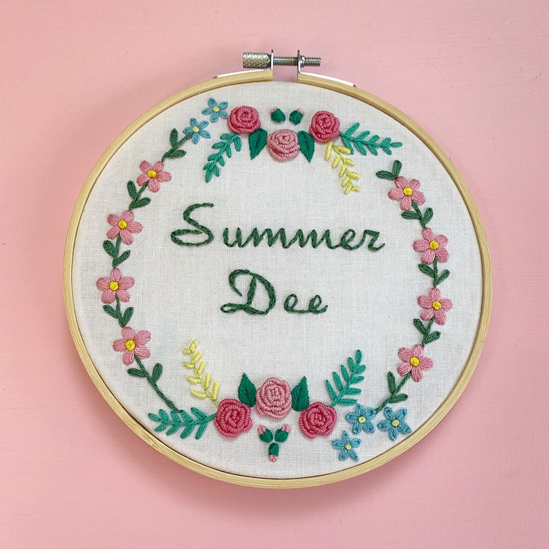 Custom Baby Girl Embroidery Name Hoop Embroidery Birth Etsy