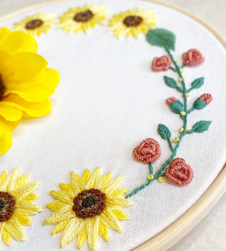Personalized Wedding Hand Embroidery Gift With Sunflowers image 5
