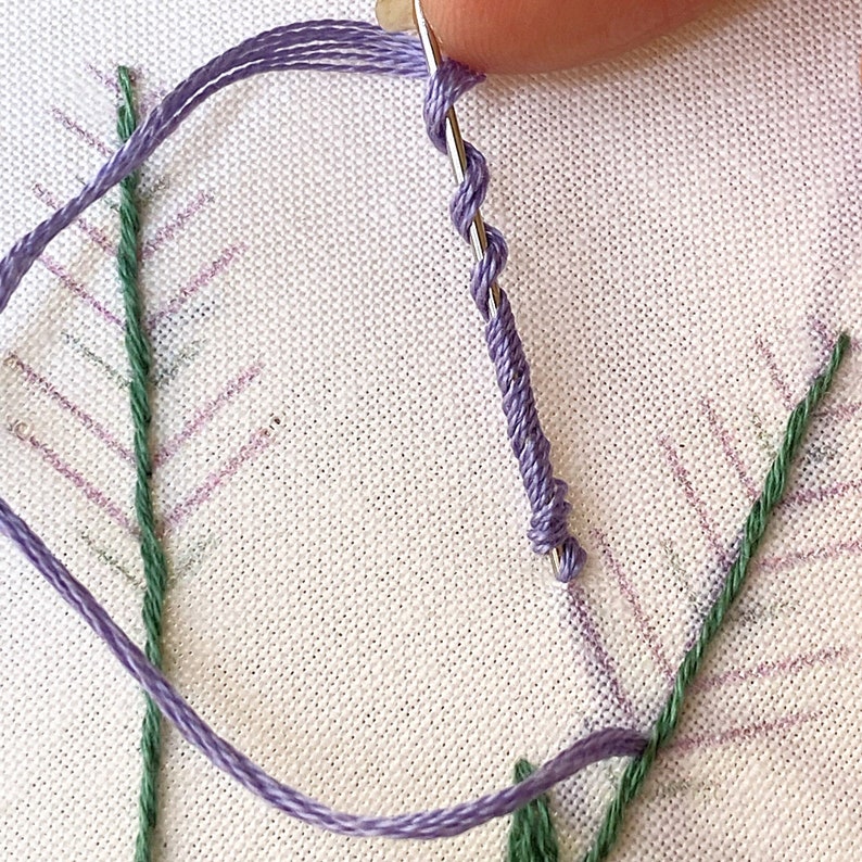 Beginner Intermediate Embroidery Kit, Lavender Herb Embroidery, Hoop