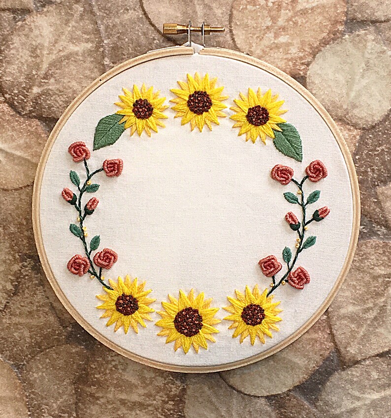 Personalized Wedding Hand Embroidery Gift With Sunflowers image 7