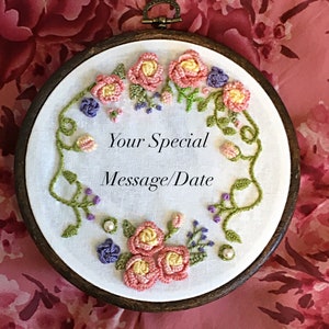 Personalisierte Hochzeit oder Baby Name Stickerei Hoop, Roses & Vines 6 &quot;Hoop