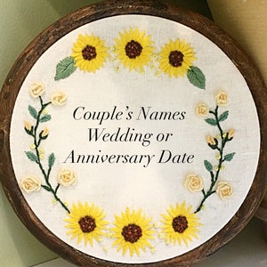 Personalized Wedding Hand Embroidery Gift With Sunflowers image 2