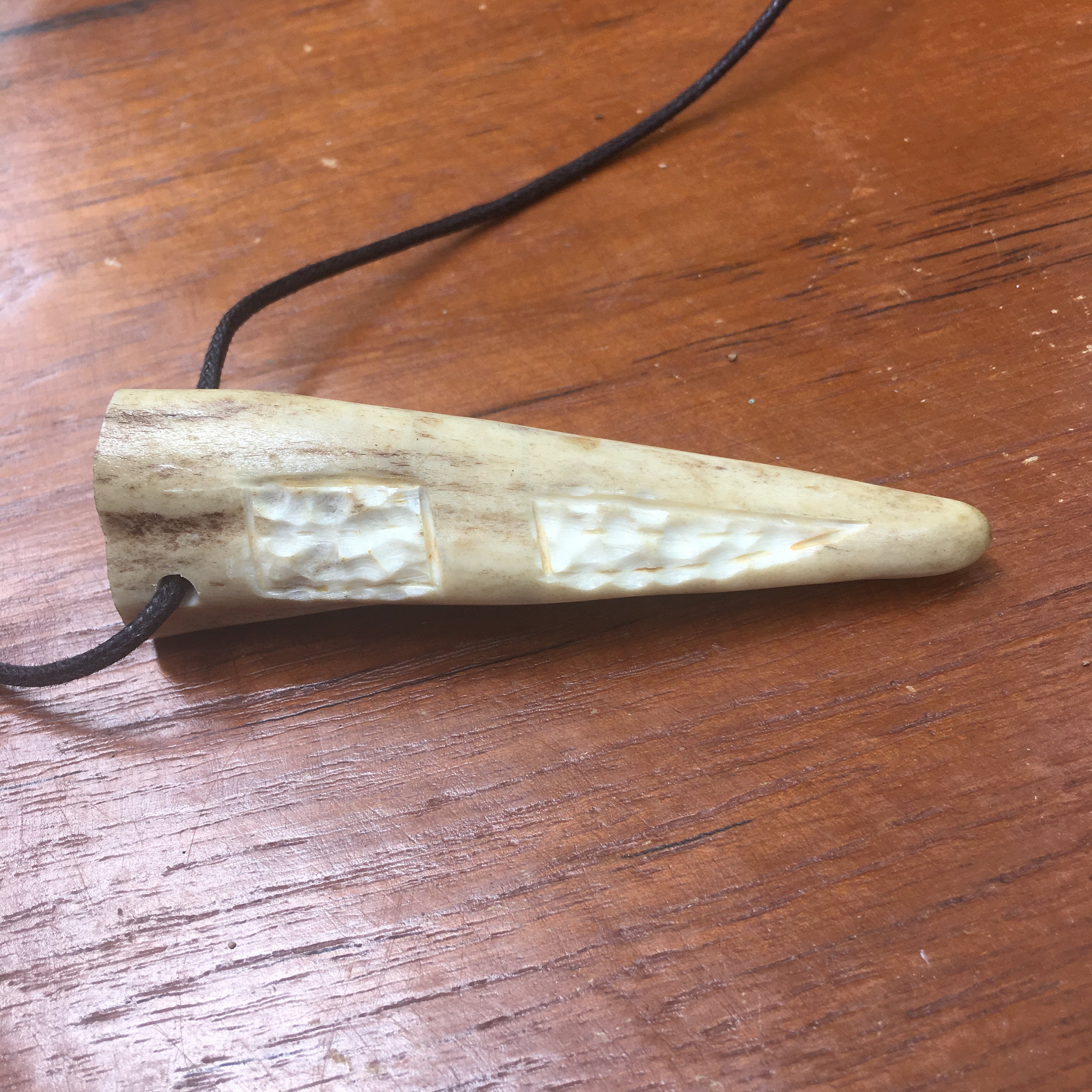 Carved Cross DEER ANTLER NECKLACE on adjustable cotton cord Etsy