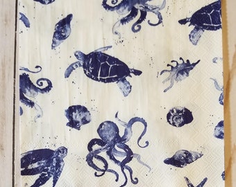 Aquatic Life Coral Starfish Ocean Sea Cotton Dinner Napkins by Roostery Set of 2