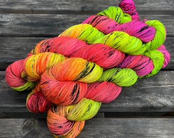 100g 4-ply hand dyed sock weight yarn - 'Never Mind The Bollocks' - superwash merino/Nylon