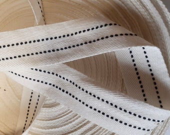 30mm Double Dot Line Cotton fabric Strap Tape