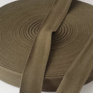 25mm Army Green Cotton Herringbone/Upholstery Bias Tape