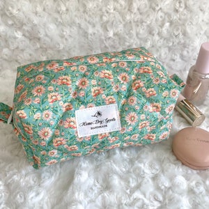 SM Quilted Cosmetic Boxy Boxy Pouch Makeup Bag, Travel pouch, Toiletry bag,