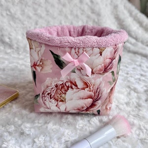 Bow Floral Makeup Organizer, Storage Basket, Fabric Basket, Vanity Cosmetic Basket