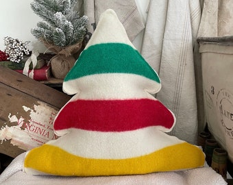 MADE TO ORDER 22" Vintage Wool Christmas Tree Pillow ,Cottagecore, Repurposed, Farmhouse, Christmas Decor, Early's Witney