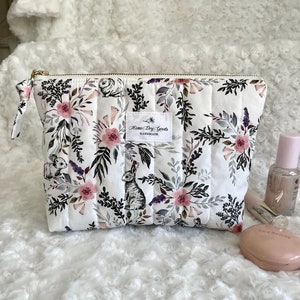 Quilted Cosmetic Pouch Makeup Bag, Travel pouch, Toiletry bag,