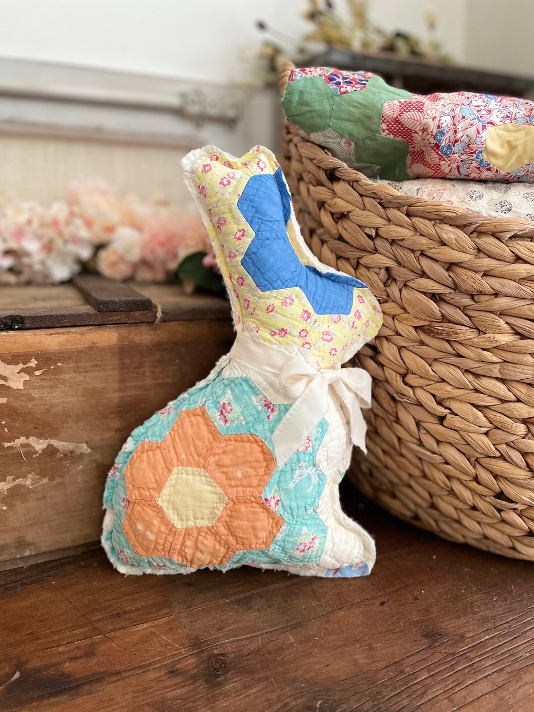 12 Vintage Antique Repurposed Quilt Bunny Pillow / Rabbit / Home Decor ...