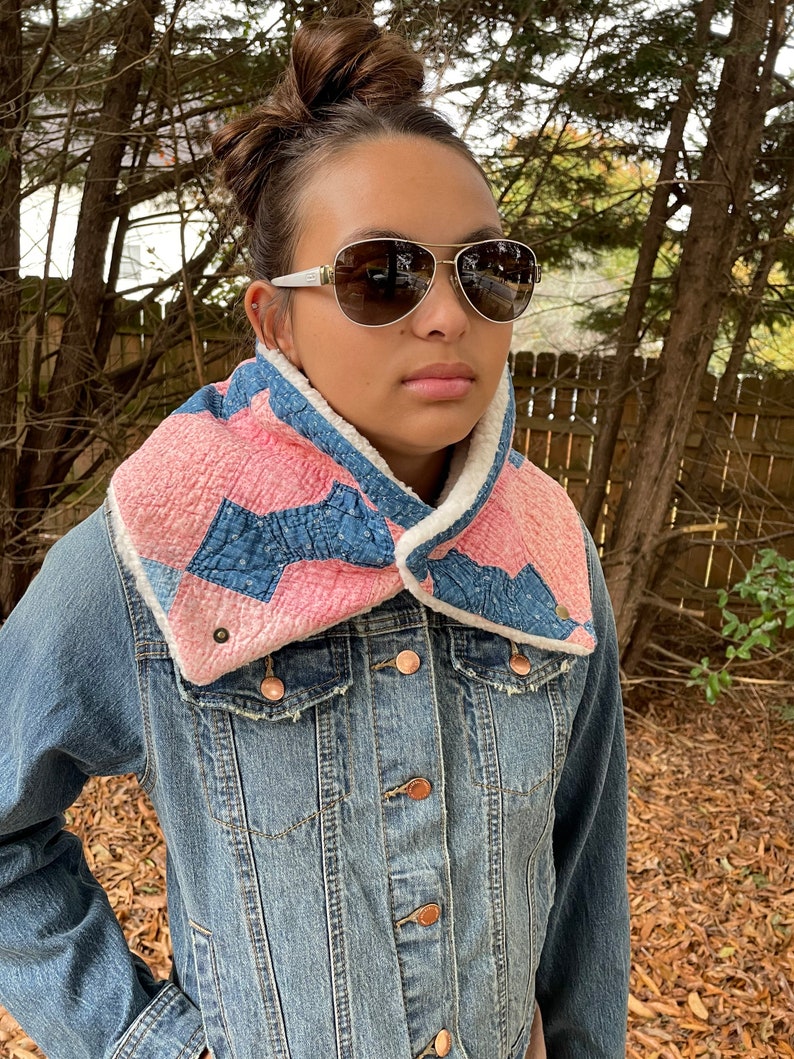 Vintage Bowtie Quilt Neck Scarf Neck Warmer Gator Winter Etsy