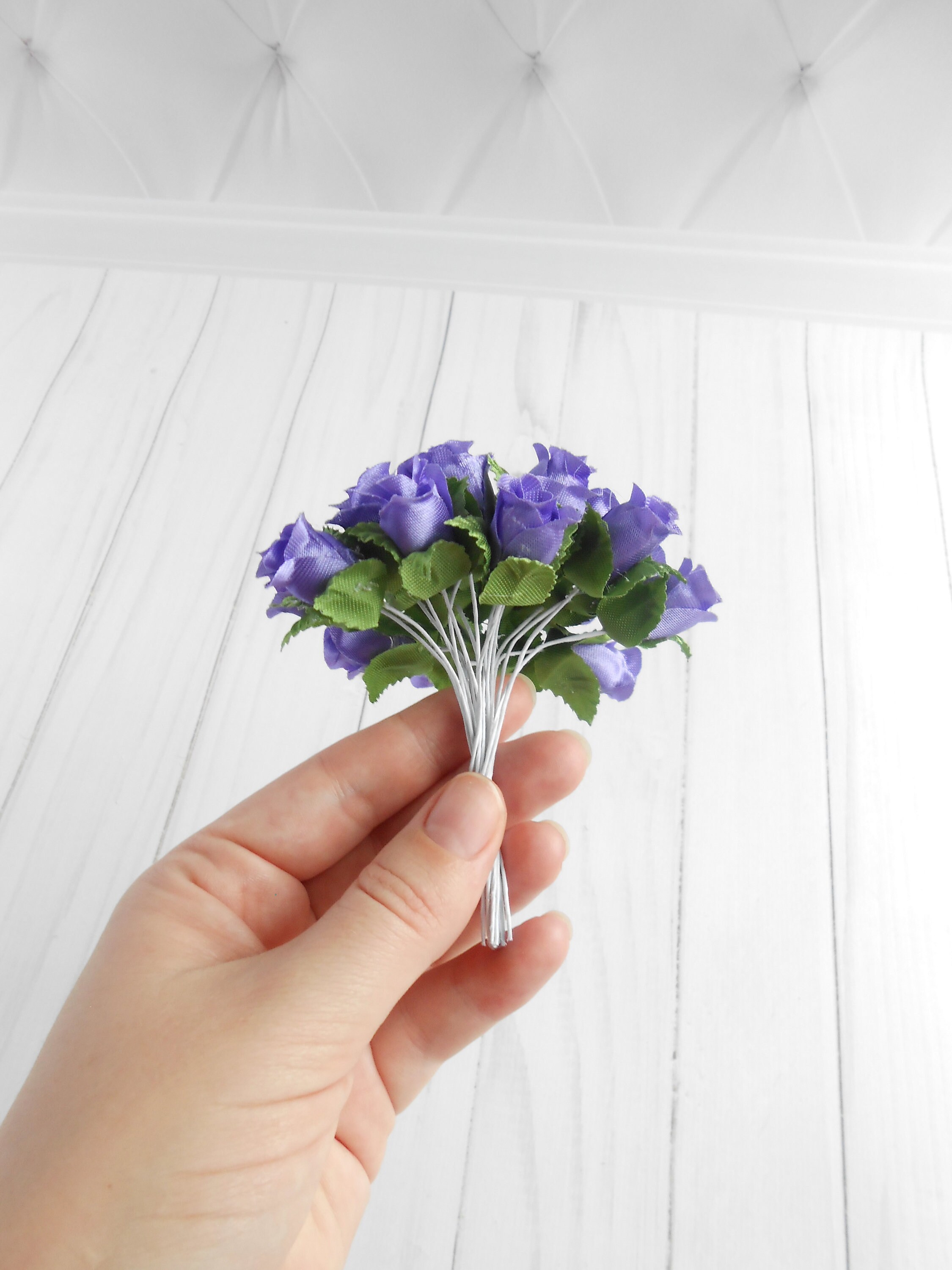 Purple Fake Artificial Flowers Flower Girl Crown 20 Faux Mini Millinery