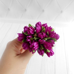 Magenta artificiali fiori Faux dollhouse fiori Fiore ragazza corona falso piccolo tessuto fiori artigianato all'ingrosso 20 mini tulipani