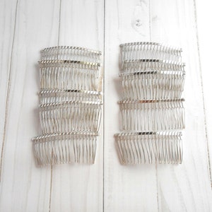 Silver metal veil large hair comb 7.5 cm (3&quot;) for fascinator DIY hair accessories Wholesale wire haircomb Set of 10  silver tone hair pieces