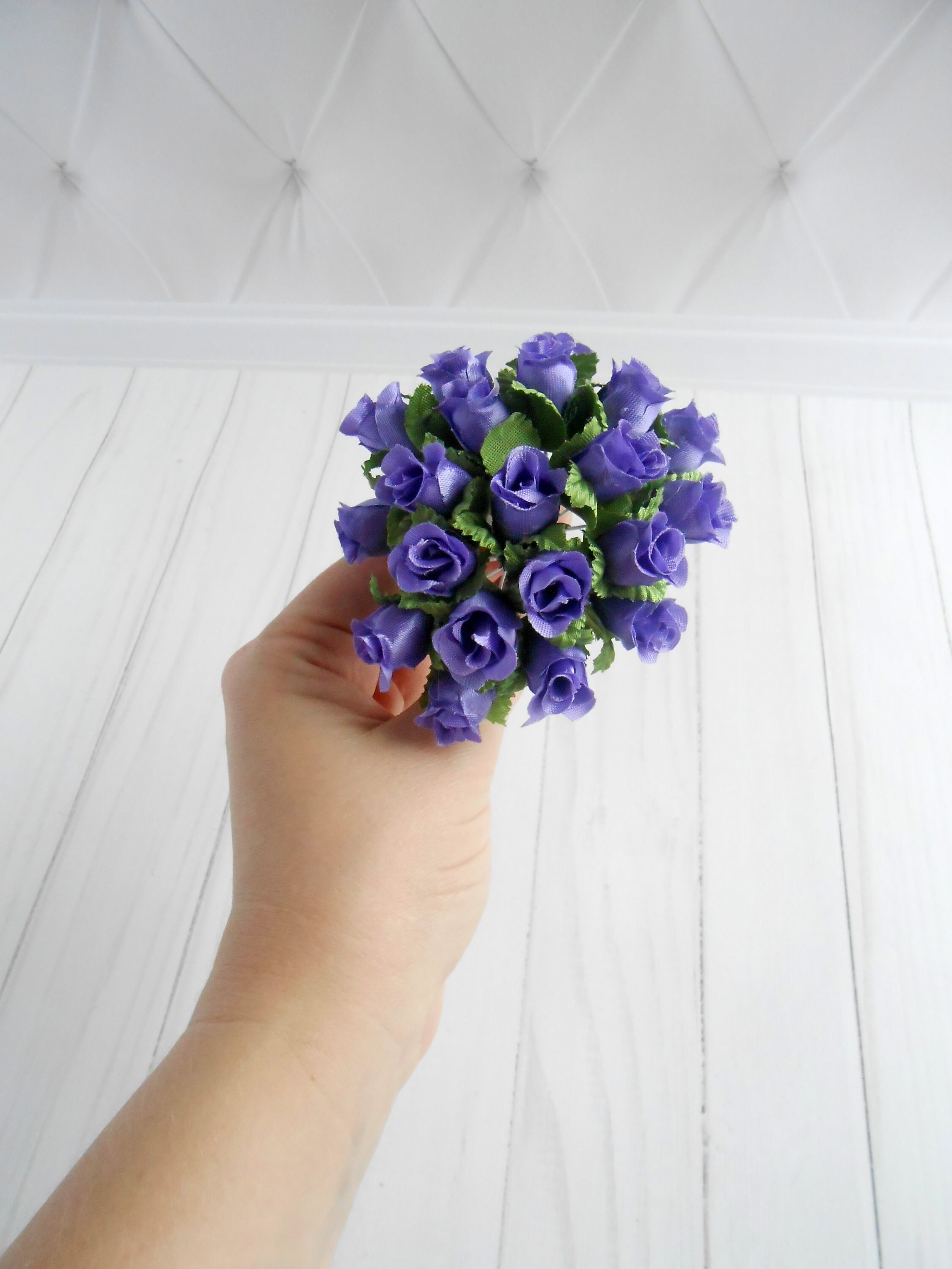 Purple Fake Artificial Flowers Flower Girl Crown 20 Faux Mini Millinery