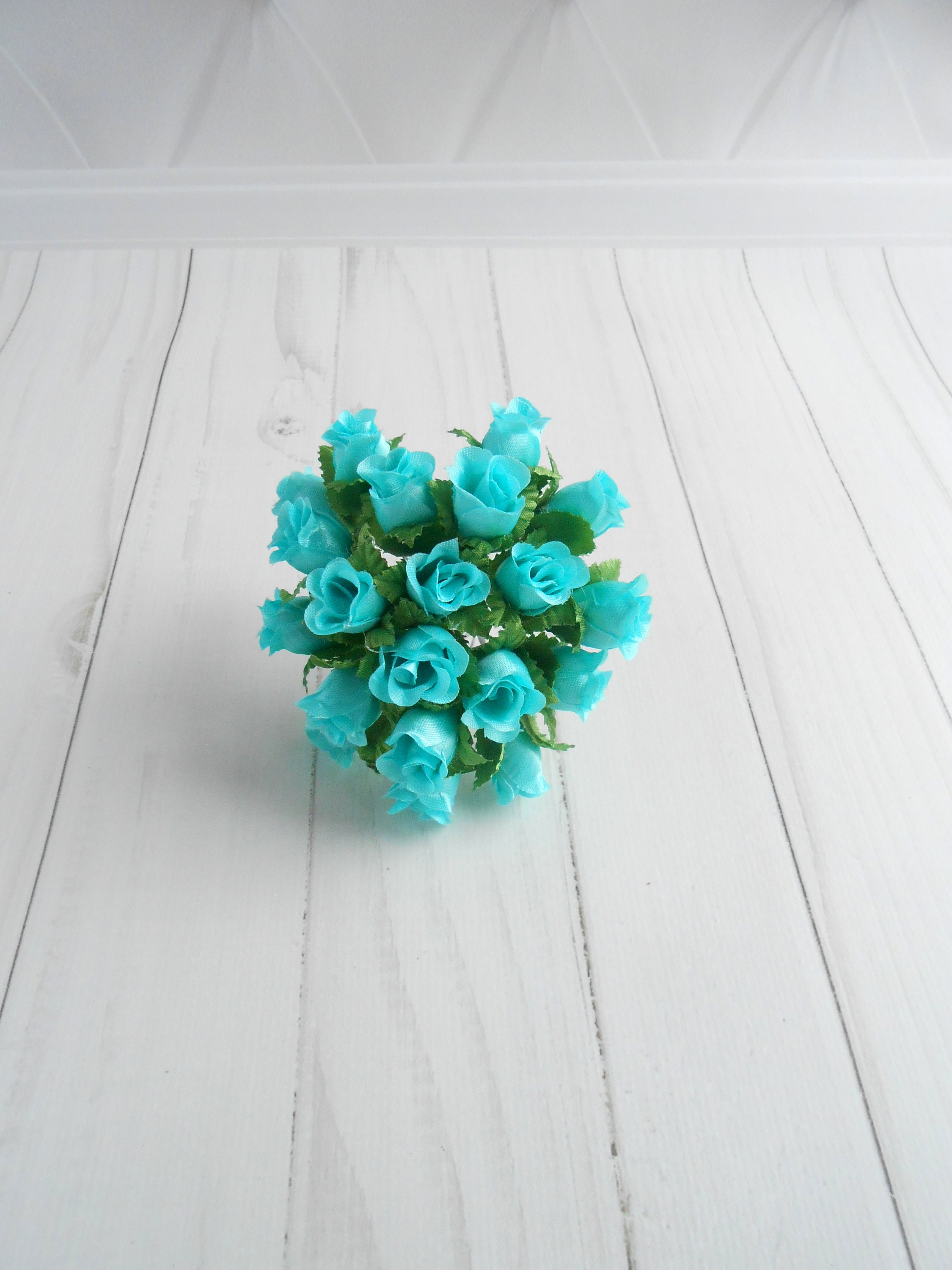 Turquoise Faux Roses for DIY Headbands Artificial Flowers for Etsy
