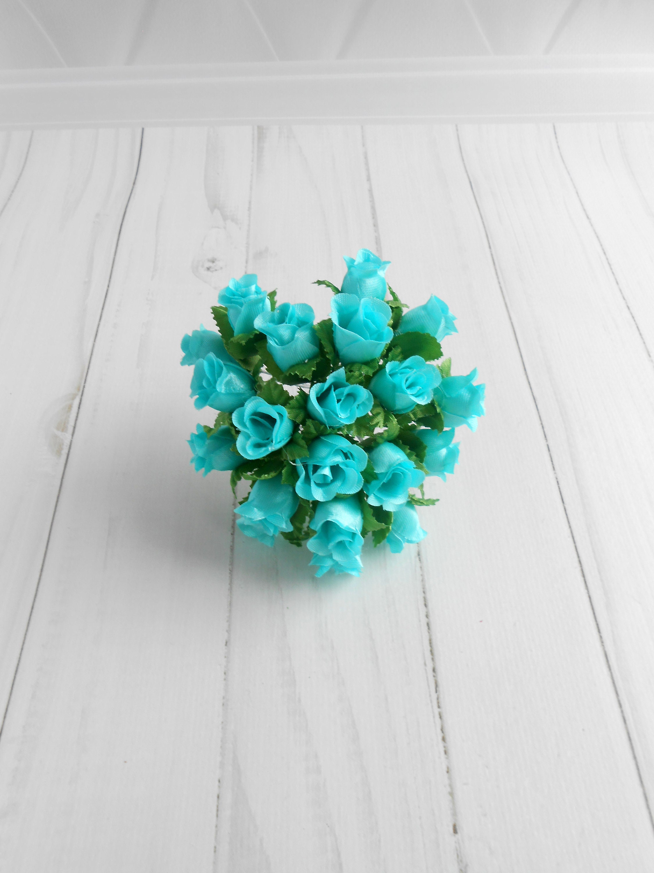 Turquoise Faux Roses for DIY Headbands Artificial Flowers for Etsy