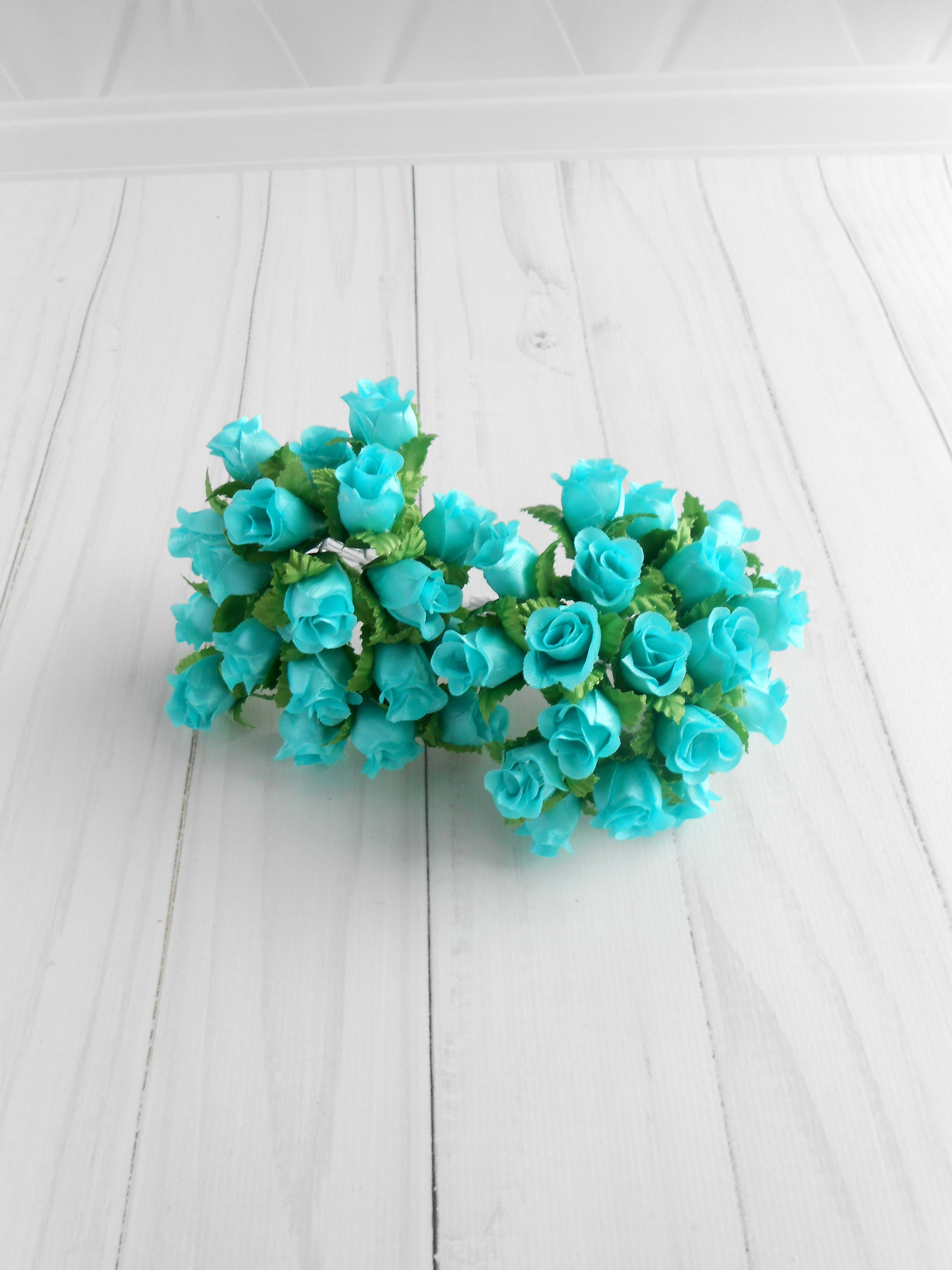 Turquoise Faux Roses for DIY Headbands Artificial Flowers for Etsy