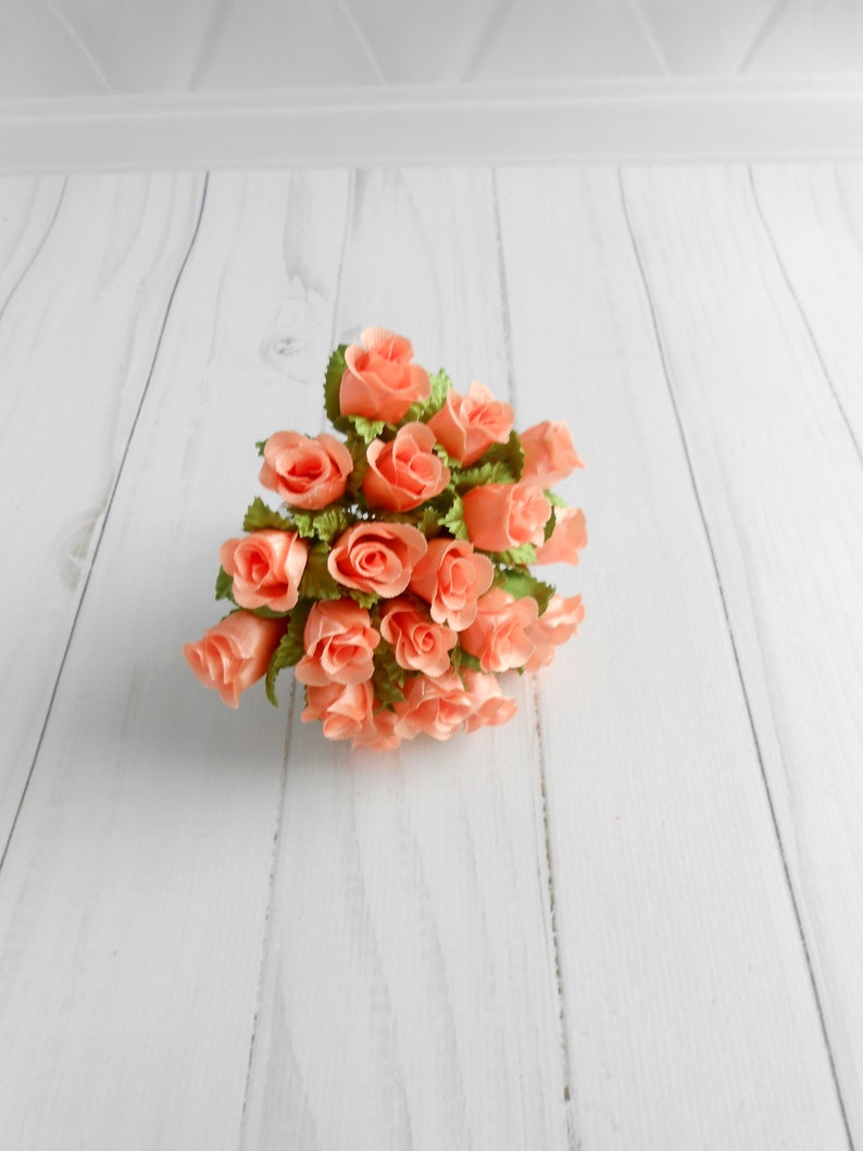 Artificial flowers peach set 20 mini silk roses Millinery Faux Etsy