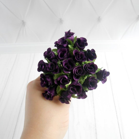 4 Purple Beaded Artificial Silk Flower 2.5/" Head Hair Clip Craft