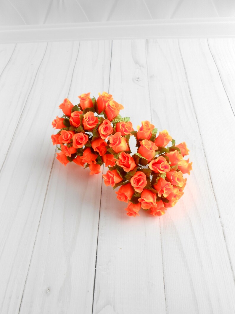 Neon orange artificial flowers Faux millinery flowers Flower girl crown Fake small dollhouse flowers Wholesale Silk roses