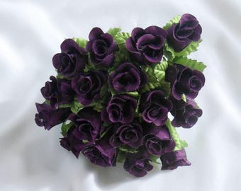 Violet 20 Künstliche Rosen Mini Kunstrosen Puppenkrone Fake kleine Stoffblumen Puppenhaus Blumenstrauß